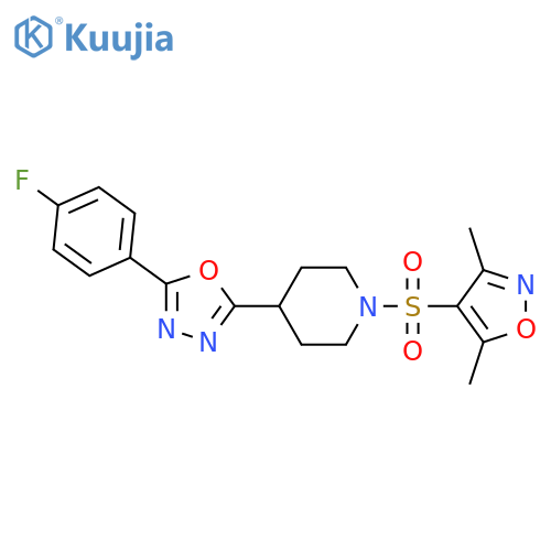 1-(3,5-dimethyl-1,2-oxazol-4-yl)sulfonyl-4-5-(4-fluorophenyl)-1,3,4-oxadiazol-2-ylpiperidine structure