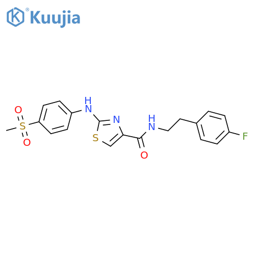 N-2-(4-fluorophenyl)ethyl-2-(4-methanesulfonylphenyl)amino-1,3-thiazole-4-carboxamide structure