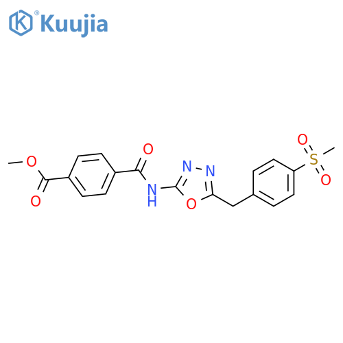 methyl 4-({5-(4-methanesulfonylphenyl)methyl-1,3,4-oxadiazol-2-yl}carbamoyl)benzoate structure