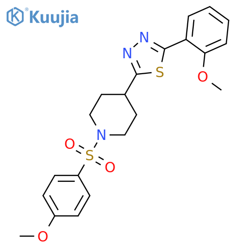 1-(4-methoxybenzenesulfonyl)-4-5-(2-methoxyphenyl)-1,3,4-thiadiazol-2-ylpiperidine structure