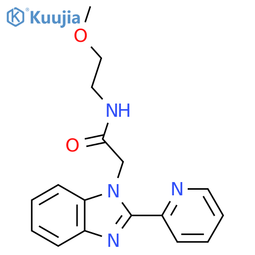 N-(2-methoxyethyl)-2-2-(pyridin-2-yl)-1H-1,3-benzodiazol-1-ylacetamide structure