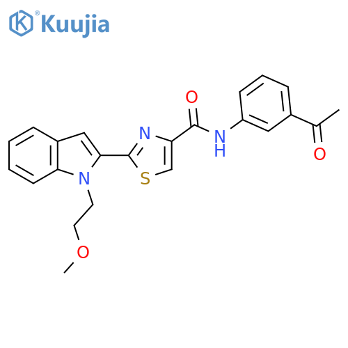 N-(3-acetylphenyl)-2-1-(2-methoxyethyl)-1H-indol-2-yl-1,3-thiazole-4-carboxamide structure
