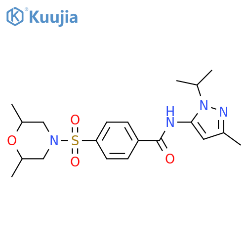 4-(2,6-dimethylmorpholin-4-yl)sulfonyl-N-3-methyl-1-(propan-2-yl)-1H-pyrazol-5-ylbenzamide structure