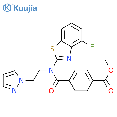 methyl 4-(4-fluoro-1,3-benzothiazol-2-yl)2-(1H-pyrazol-1-yl)ethylcarbamoylbenzoate structure