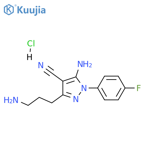 5-amino-3-(3-aminopropyl)-1-(4-fluorophenyl)-1H-pyrazole-4-carbonitrile hydrochloride structure
