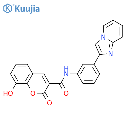 8-hydroxy-N-(3-(imidazo[1,2-a]pyridin-2-yl)phenyl)-2-oxo-2H-chromene-3-carboxamide structure