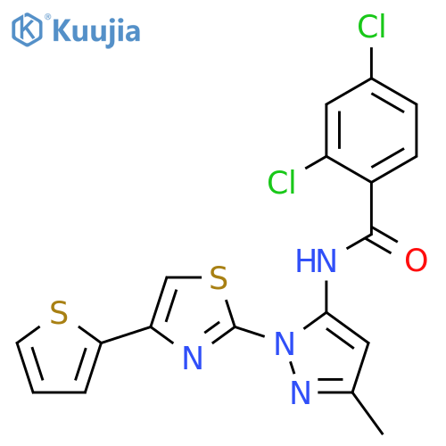 2,4-dichloro-N-{3-methyl-1-4-(thiophen-2-yl)-1,3-thiazol-2-yl-1H-pyrazol-5-yl}benzamide structure
