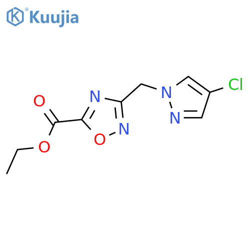 ethyl 3-(4-chloro-1H-pyrazol-1-yl)methyl-1,2,4-oxadiazole-5-carboxylate structure