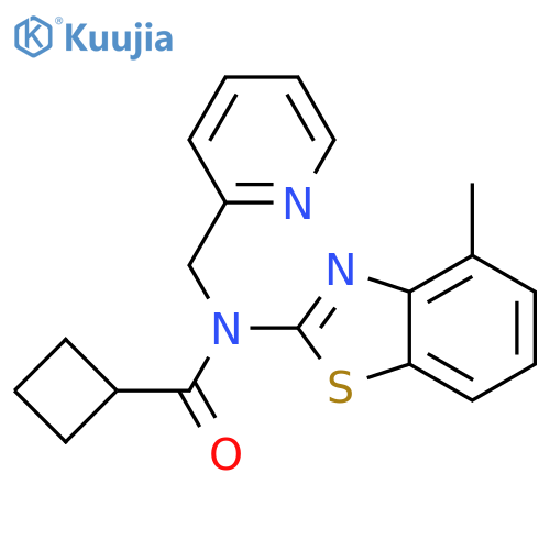 N-(4-methyl-1,3-benzothiazol-2-yl)-N-[(pyridin-2-yl)methyl]cyclobutanecarboxamide structure