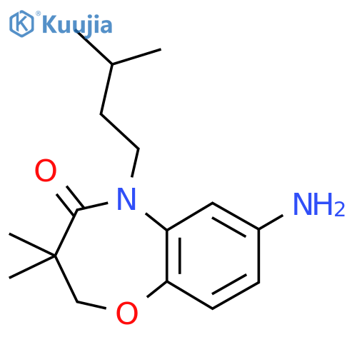 7-amino-3,3-dimethyl-5-(3-methylbutyl)-2,3,4,5-tetrahydro-1,5-benzoxazepin-4-one structure