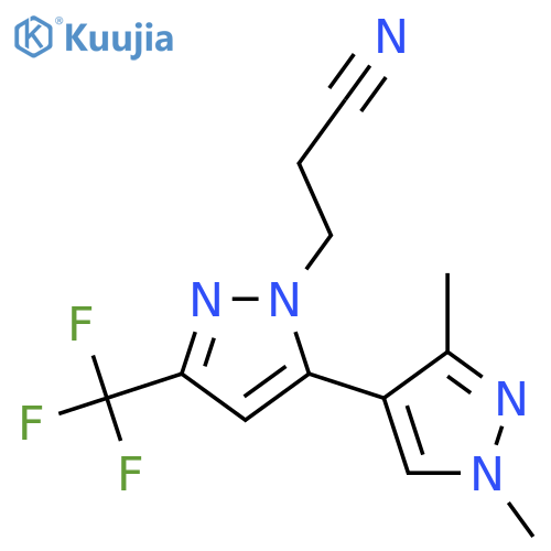 3-5-(1,3-dimethyl-1H-pyrazol-4-yl)-3-(trifluoromethyl)-1H-pyrazol-1-ylpropanenitrile structure
