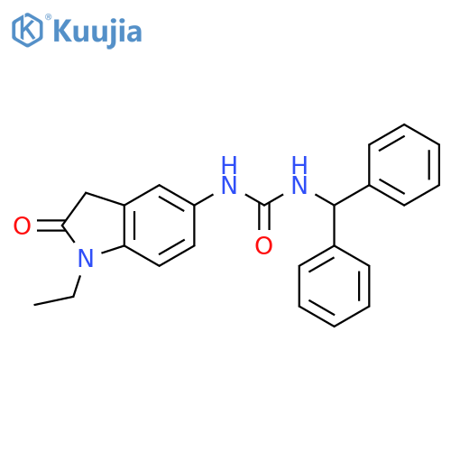 1-(diphenylmethyl)-3-(1-ethyl-2-oxo-2,3-dihydro-1H-indol-5-yl)urea structure