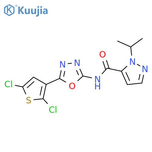 N-5-(2,5-dichlorothiophen-3-yl)-1,3,4-oxadiazol-2-yl-1-(propan-2-yl)-1H-pyrazole-5-carboxamide structure