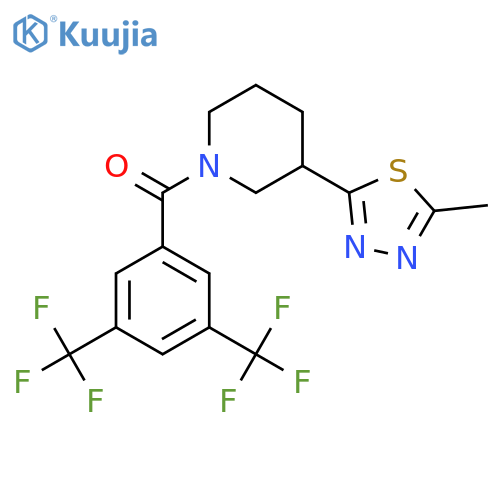 1-3,5-bis(trifluoromethyl)benzoyl-3-(5-methyl-1,3,4-thiadiazol-2-yl)piperidine structure