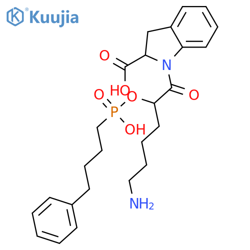 1H-Indole-2-carboxylicacid,1-[6-amino-2-[[hydroxy(4-phenylbutyl)phosphinyl]oxy]-1-oxohexyl]-2,3-dihydro-,[S-(R*,R*)]- (9CI) structure