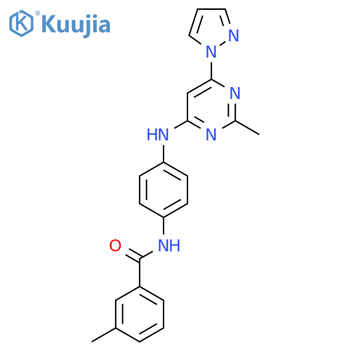 3-methyl-N-(4-{2-methyl-6-(1H-pyrazol-1-yl)pyrimidin-4-ylamino}phenyl)benzamide structure