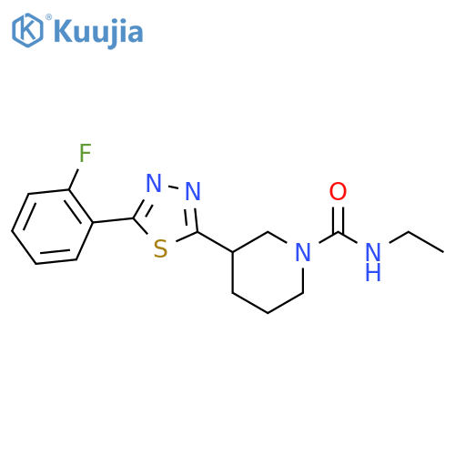 N-ethyl-3-5-(2-fluorophenyl)-1,3,4-thiadiazol-2-ylpiperidine-1-carboxamide structure