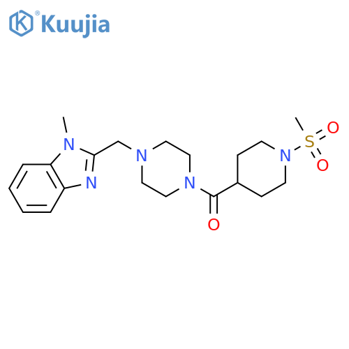 2-{4-(1-methanesulfonylpiperidine-4-carbonyl)piperazin-1-ylmethyl}-1-methyl-1H-1,3-benzodiazole structure