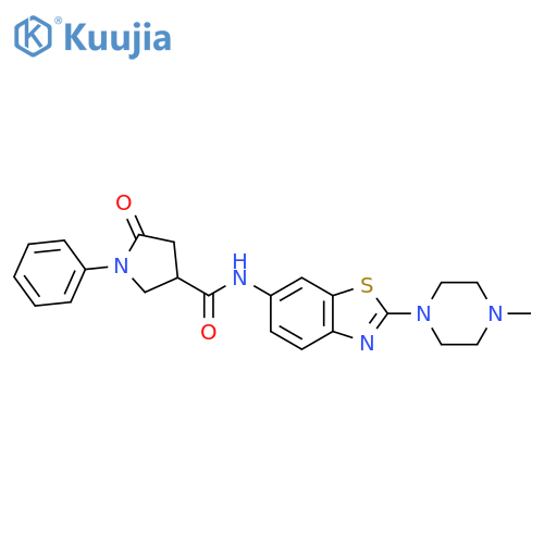 N-2-(4-methylpiperazin-1-yl)-1,3-benzothiazol-6-yl-5-oxo-1-phenylpyrrolidine-3-carboxamide structure