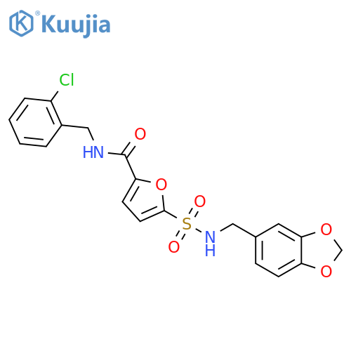 5-{(2H-1,3-benzodioxol-5-yl)methylsulfamoyl}-N-(2-chlorophenyl)methylfuran-2-carboxamide structure