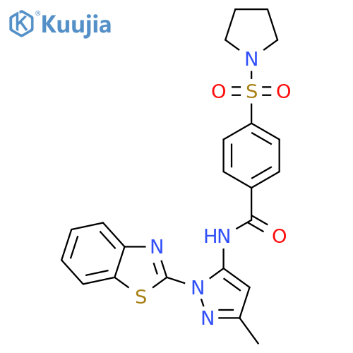 N-1-(1,3-benzothiazol-2-yl)-3-methyl-1H-pyrazol-5-yl-4-(pyrrolidine-1-sulfonyl)benzamide structure