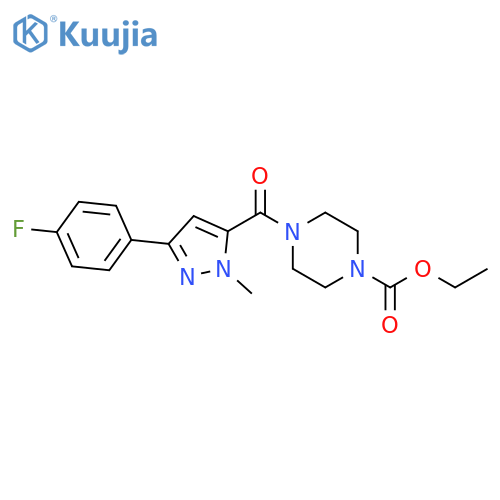ethyl 4-3-(4-fluorophenyl)-1-methyl-1H-pyrazole-5-carbonylpiperazine-1-carboxylate structure