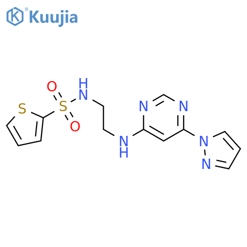 N-(2-{6-(1H-pyrazol-1-yl)pyrimidin-4-ylamino}ethyl)thiophene-2-sulfonamide structure