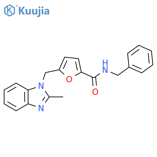 N-benzyl-5-(2-methyl-1H-1,3-benzodiazol-1-yl)methylfuran-2-carboxamide structure