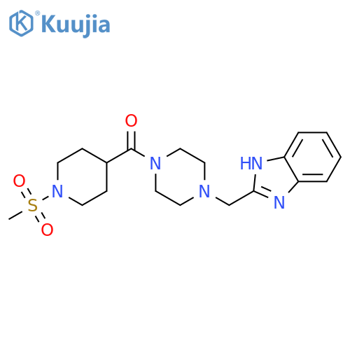 2-{4-(1-methanesulfonylpiperidine-4-carbonyl)piperazin-1-ylmethyl}-1H-1,3-benzodiazole structure