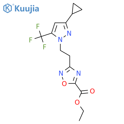 ethyl 3-{2-3-cyclopropyl-5-(trifluoromethyl)-1H-pyrazol-1-ylethyl}-1,2,4-oxadiazole-5-carboxylate structure