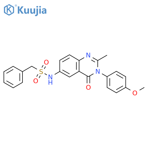 N-3-(4-methoxyphenyl)-2-methyl-4-oxo-3,4-dihydroquinazolin-6-yl-1-phenylmethanesulfonamide structure