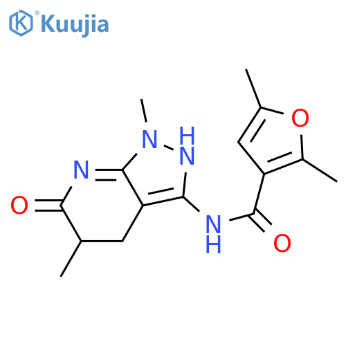 N-{1,5-dimethyl-6-oxo-1H,4H,5H,6H,7H-pyrazolo3,4-bpyridin-3-yl}-2,5-dimethylfuran-3-carboxamide structure