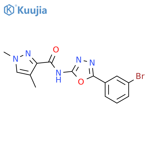 N-[5-(3-bromophenyl)-1,3,4-oxadiazol-2-yl]-1,4-dimethyl-1H-pyrazole-3-carboxamide structure