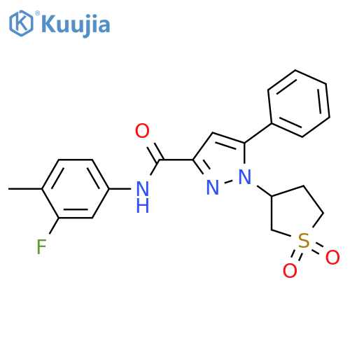 1-(1,1-dioxo-1lambda6-thiolan-3-yl)-N-(3-fluoro-4-methylphenyl)-5-phenyl-1H-pyrazole-3-carboxamide structure