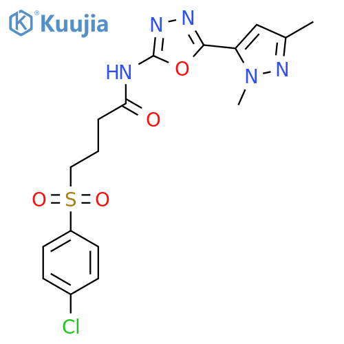4-(4-chlorobenzenesulfonyl)-N-5-(1,3-dimethyl-1H-pyrazol-5-yl)-1,3,4-oxadiazol-2-ylbutanamide structure