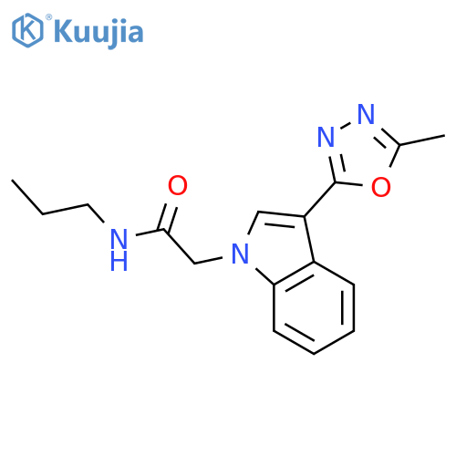 2-3-(5-methyl-1,3,4-oxadiazol-2-yl)-1H-indol-1-yl-N-propylacetamide structure