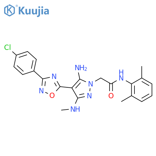 2-{5-amino-4-[3-(4-chlorophenyl)-1,2,4-oxadiazol-5-yl]-3-(methylamino)-1H-pyrazol-1-yl}-N-(2,6-dimethylphenyl)acetamide structure