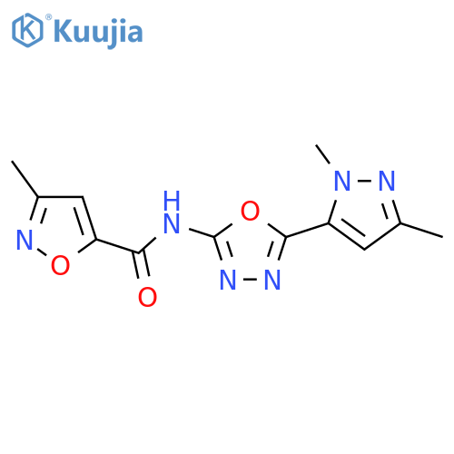 N-5-(1,3-dimethyl-1H-pyrazol-5-yl)-1,3,4-oxadiazol-2-yl-3-methyl-1,2-oxazole-5-carboxamide structure