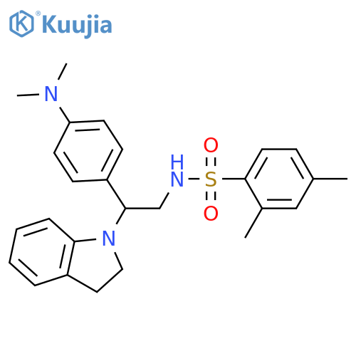 N-[2-(2,3-dihydro-1H-indol-1-yl)-2-[4-(dimethylamino)phenyl]ethyl]-2,4-dimethylbenzene-1-sulfonamide structure