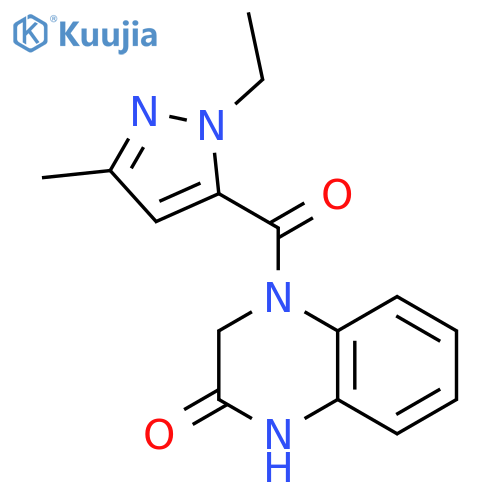 4-(1-ethyl-3-methyl-1H-pyrazole-5-carbonyl)-1,2,3,4-tetrahydroquinoxalin-2-one structure