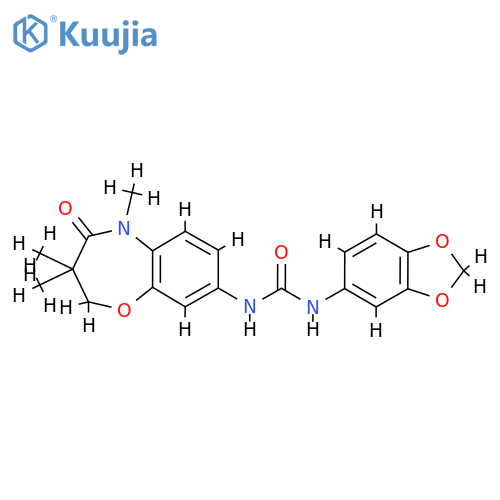 3-(2H-1,3-benzodioxol-5-yl)-1-(3,3,5-trimethyl-4-oxo-2,3,4,5-tetrahydro-1,5-benzoxazepin-8-yl)urea structure