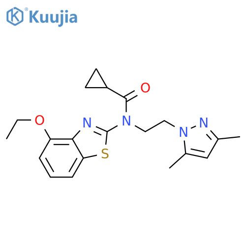 N-[2-(3,5-dimethyl-1H-pyrazol-1-yl)ethyl]-N-(4-ethoxy-1,3-benzothiazol-2-yl)cyclopropanecarboxamide structure