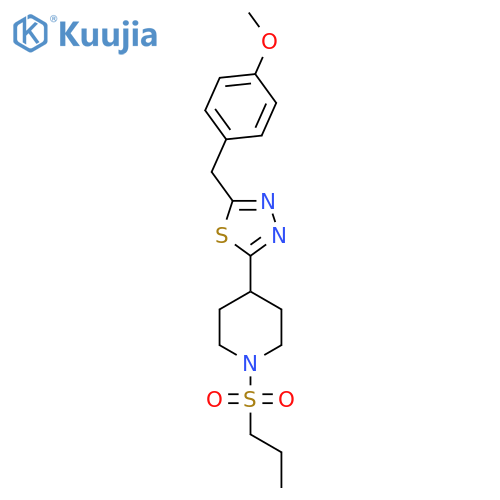 4-{5-(4-methoxyphenyl)methyl-1,3,4-thiadiazol-2-yl}-1-(propane-1-sulfonyl)piperidine structure