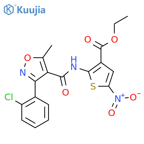 ethyl 2-3-(2-chlorophenyl)-5-methyl-1,2-oxazole-4-amido-5-nitrothiophene-3-carboxylate structure