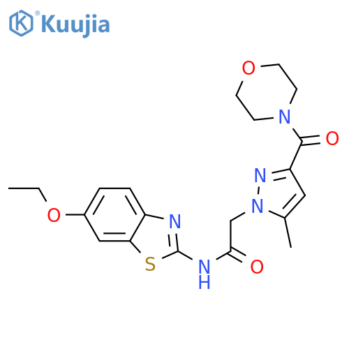 N-(6-ethoxy-1,3-benzothiazol-2-yl)-2-5-methyl-3-(morpholine-4-carbonyl)-1H-pyrazol-1-ylacetamide structure