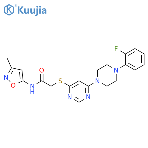 2-({6-4-(2-fluorophenyl)piperazin-1-ylpyrimidin-4-yl}sulfanyl)-N-(3-methyl-1,2-oxazol-5-yl)acetamide structure