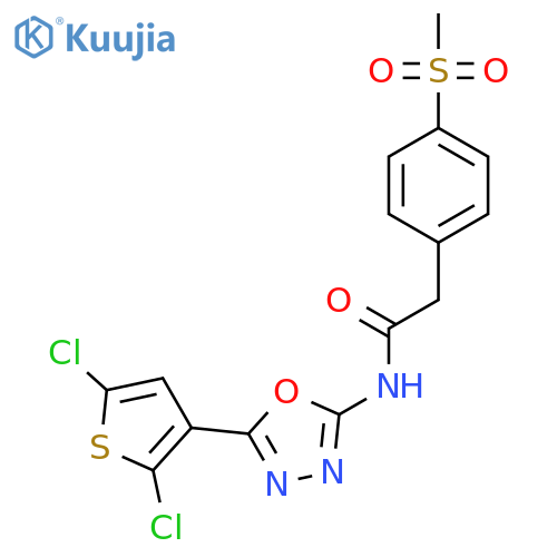 N-5-(2,5-dichlorothiophen-3-yl)-1,3,4-oxadiazol-2-yl-2-(4-methanesulfonylphenyl)acetamide structure