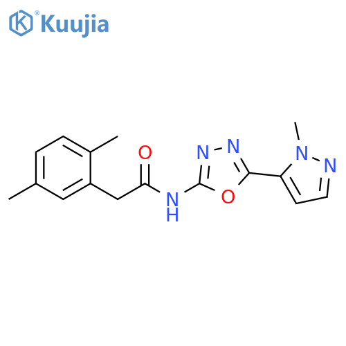2-(2,5-dimethylphenyl)-N-5-(1-methyl-1H-pyrazol-5-yl)-1,3,4-oxadiazol-2-ylacetamide structure