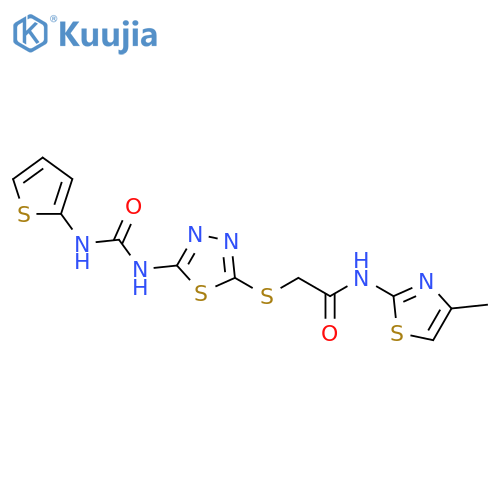 N-(4-methyl-1,3-thiazol-2-yl)-2-[(5-{[(thiophen-2-yl)carbamoyl]amino}-1,3,4-thiadiazol-2-yl)sulfanyl]acetamide structure