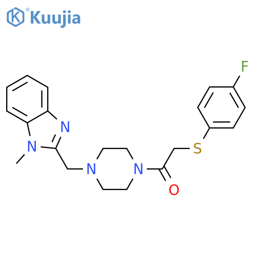 2-(4-fluorophenyl)sulfanyl-1-{4-(1-methyl-1H-1,3-benzodiazol-2-yl)methylpiperazin-1-yl}ethan-1-one structure